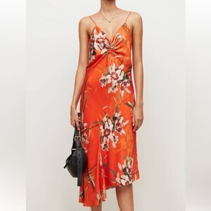 All saints floral silk midi